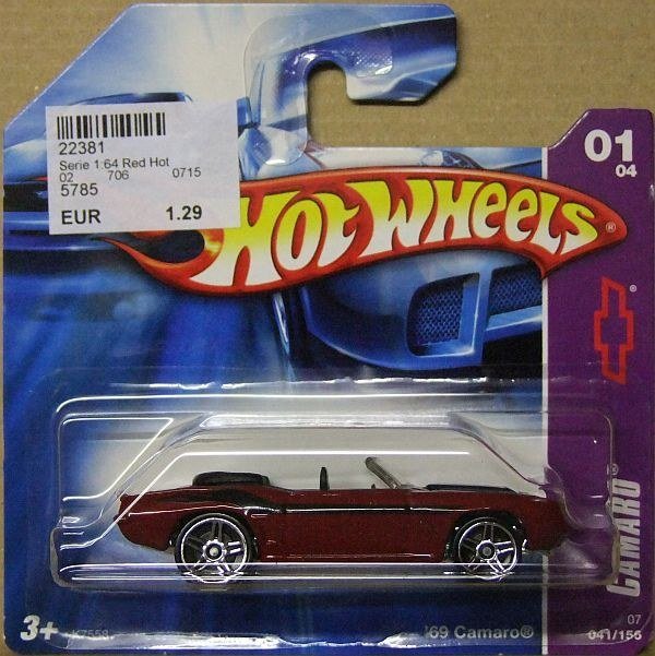 Hot Wheels K7558 '69 Camaro Convertible 2007 Metalflake Dark Red – photo de la communauté