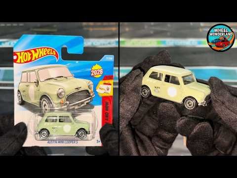 Hot Wheels JJH39 Austin Mini Cooper S 2026 Fiesta Yellow/Old English White – image extraite de l’unboxing