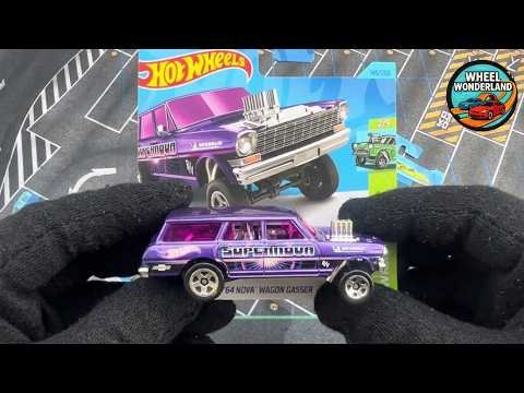 Hot Wheels HKH63 '64 Nova Wagon Gasser 2023 Metallic Purple – fermo immagine dall’unboxing