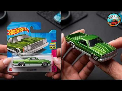 Hot Wheels HKJ61 '80 El Camino 2023 Metalflake Grass Green – image extraite de l’unboxing
