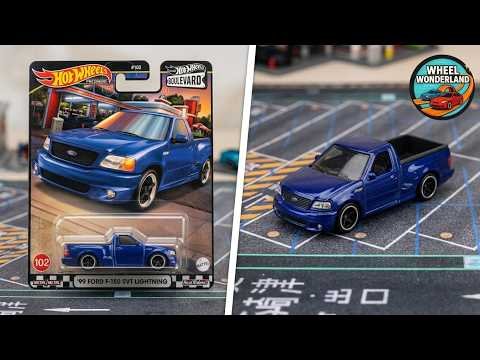 Hot Wheels HRT60 '99 Ford F-150 SVT Lightning 2024 Ultramarine – image extraite de l’unboxing